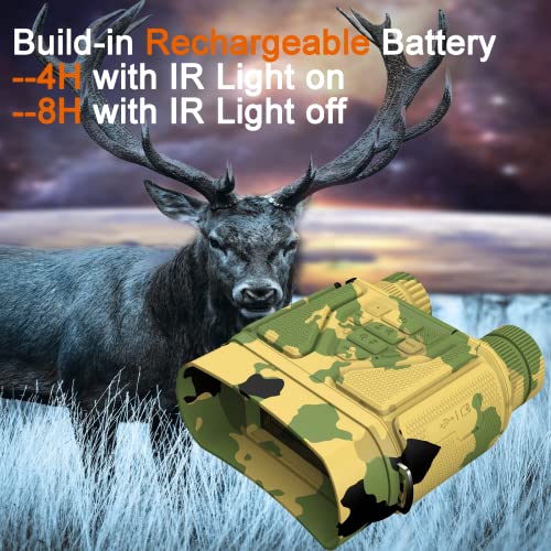 Jadfezy Night Vision Goggles Night Vision Binoculars for Total Darkness,Digital Infrared Night Vision with 3'' Large Viewing Screen and 64GB SD Card for Observing and Recording (Camouflage)