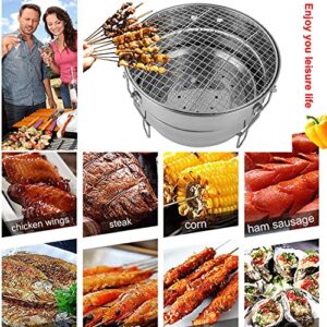 NEWCES Safety Certification Charcoal BBQ Grills Outdoor Barbeque Grill Stainless Steel Barbecues Grill Rack Combination Grill-Smokers for Outdoor Picnic Camping Patio Garden