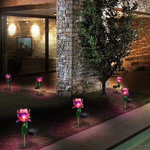 ZFRANC Solar Stake Lights Outdoor Glass Flower Stakes with LED Panel,Garden Landscape Accent Lamp for Lawn Patio & Courtyard