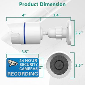 WALI Dummy Fake Simulated Surveillance Security CCTV Dome Camera Indoor Outdoor with One LED Light, Warning Security Alert Sticker Decal (TC-W4), 4 Packs, White