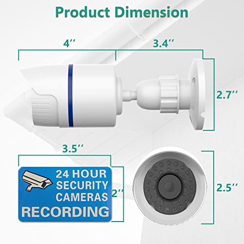 WALI Dummy Fake Simulated Surveillance Security CCTV Dome Camera Indoor Outdoor with One LED Light, Warning Security Alert Sticker Decal (TC-W4), 4 Packs, White