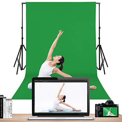 Green Screen Backdrops, Portable Solid Color Photography Backdrops Cloth, 5 x 7 ft Collapsible Green Backdrop Background for Photography, Video Studio