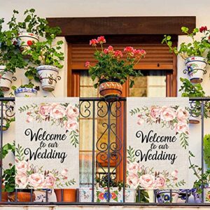 LEVLO Wedding Double Sided Garden Flag Wedding Outdoor Decor Welcome to Our Wedding Garden Banner Flag Wedding Welcome Gift (Welcome to Our Wedding)