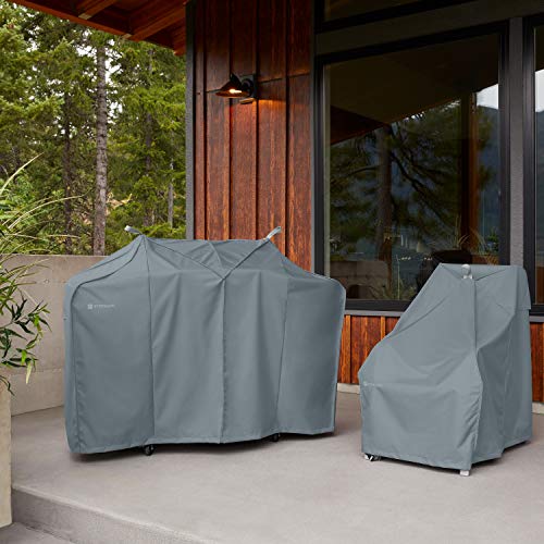 Classic Accessories Storigami Water-Resistant 36 Inch Easy Fold Lounge Chair Cover, 2-Pack, Monument Grey, Patio Furniture Covers