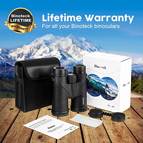 Binoteck 10x42 Binoculars for Adults - Professional HD Roof BAK4 Prism Lens Binoculars for Bird Watching, Hunting, Travel, Sports, Opera, Concert, with Carrying Bag (1.0 lbs)