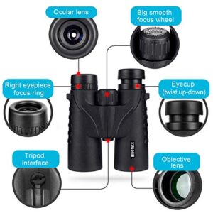 Binoteck 10x42 Binoculars for Adults - Professional HD Roof BAK4 Prism Lens Binoculars for Bird Watching, Hunting, Travel, Sports, Opera, Concert, with Carrying Bag (1.0 lbs)