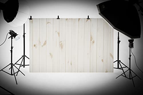 Harfirbe 7x5ft/2.2x1.5m White Wood Backdrops Wooden Backgrounds for Photography Studio