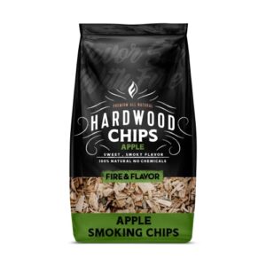 fire & flavor premium all natural wood chips for smoker – wood chips for smoking – smoker wood chips – smoker accessories gifts for men and women – apple – 2lbs