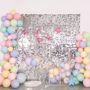 Shimmer Backdrop Sequin Wall Panel Backdrop Silver Sequins for Birthday, Anniversary Wedding Engagement Party Decoration (24Pcs)