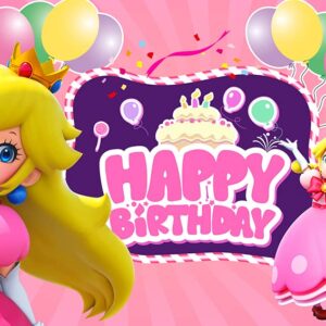 Princess Backdrop for Birthday Party Decorations, Princess Peach Background for Baby Shower Party Cake Table Decorations Supplies, Princess Peach Theme Banner, 5x3ft