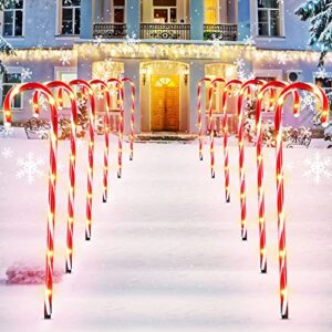 12 pcs 36 inch giant christmas candy cane pathway markers lights, led outdoor decorations, extra large yard pathway stake lights for lawn garden driveway walkway xmas decor