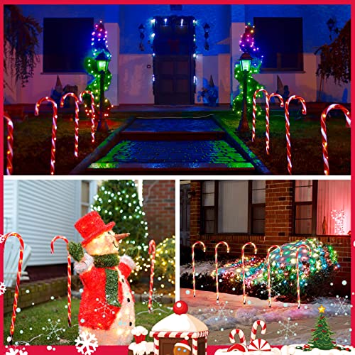 12 Pcs 36 Inch Giant Christmas Candy Cane Pathway Markers Lights, LED Outdoor Decorations, Extra Large Yard Pathway Stake Lights for Lawn Garden Driveway Walkway Xmas Decor