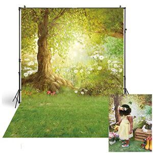 aosto 5x7ft spring photography backdrop easter woodland meadow flower fairy tale forest background photo studio photoshoot backdrops props ft-3992