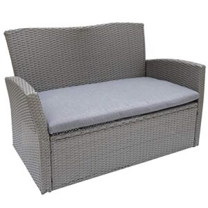 c-hopetree outdoor loveseat sofa chair for outside patio or garden, all weather wicker with cushion, gray
