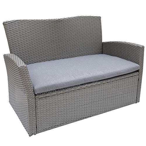 C-Hopetree Outdoor Loveseat Sofa Chair for Outside Patio or Garden, All Weather Wicker with Cushion, Gray