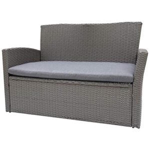 C-Hopetree Outdoor Loveseat Sofa Chair for Outside Patio or Garden, All Weather Wicker with Cushion, Gray