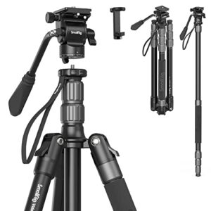 smallrig 72″ video tripod monopod with fluid head, aluminum camera tripod, 360° panorama ball head for travel, video, live streaming, vlogging, adjustable height from 16.5″ to 72″ – 3760