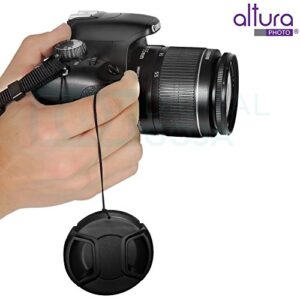 58mm Lens Cap by Altura Photo, Cover for Canon 58mm Lens Cap w/Leash and Lens Cap Keeper, Compatible w/Canon T8i, T7, T7i, T6, T6i, T5, T5i, T3, SL3, SL2, 90D, 80D, 70D, T100 Canon Lens Cap (2 Pack)