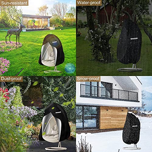 Patio Hanging Egg Chair Cover, Durable Large Wicker Egg Swing Hammock Chairs Cover with Zipper, Waterproof Heavy Duty Weather Resisatnt Outdoor Furniture Chair Covers for Indoor Bedroom Outdoor Garden