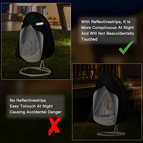 Patio Hanging Egg Chair Cover, Durable Large Wicker Egg Swing Hammock Chairs Cover with Zipper, Waterproof Heavy Duty Weather Resisatnt Outdoor Furniture Chair Covers for Indoor Bedroom Outdoor Garden