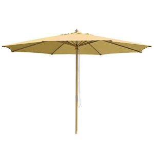 yescom 13ft xl outdoor patio umbrella w/ german beech wood pole beach yard garden wedding cafe garden (beige)
