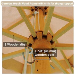 Yescom 13ft XL Outdoor Patio Umbrella w/ German Beech Wood Pole Beach Yard Garden Wedding Cafe Garden (Beige)