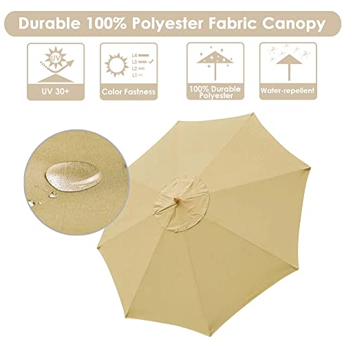 Yescom 13ft XL Outdoor Patio Umbrella w/ German Beech Wood Pole Beach Yard Garden Wedding Cafe Garden (Beige)