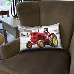 Toland Home Garden Tractor Dog 12 x 19 Inch Indoor, Pillow, Case (2-Pack)