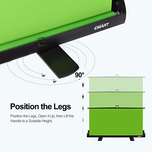 Upgrate EMART Green Screen, 61 x 72in Collapsible Chroma Key Panel for Background Removal, Portable Retractable Wrinkle Resistant Chromakey Green Backdrop with Auto-Locking Frame, Aluminum Hard Case