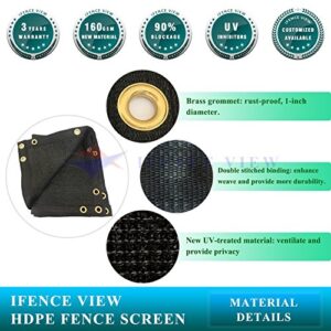 Ifenceview 4'x5' to 4'x50' Black Shade Cloth Fence Privacy Screen Fence Cover Mesh Net for Construction Site Yard Driveway Garden Pergolas Gazebos Canopy Awning UV Protection 180 GSM (4'x7')