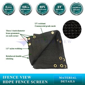 Ifenceview 4'x5' to 4'x50' Black Shade Cloth Fence Privacy Screen Fence Cover Mesh Net for Construction Site Yard Driveway Garden Pergolas Gazebos Canopy Awning UV Protection 180 GSM (4'x7')