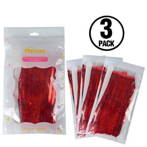 Foil Fringe Curtains Party Decorations - Melsan 3 Pack 3.2 x 8.2 ft Tinsel Curtain Party Photo Backdrop for Birthday Party Baby Shower or Graduation Decorations Red