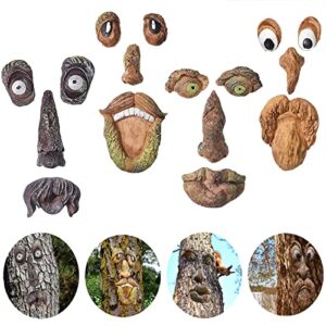 fmnyyaid tree face decor outdoor, tree face outdoor statues old man tree hugger bark ghost yard art garden decoration, tree decorations outdoor for halloween easter garden creative props (4 pack)