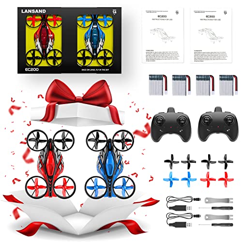 LANSAND 2Pack Mini Drones for Kids,Beginners,Adults, Small RC Drone Quadcopter with 2-In-1 Race and Fly Mode,LED Light,Altitude Hold,3D Flip,4 Batteries,Stress Relief for Adult,Toy Gift for Boys Girls