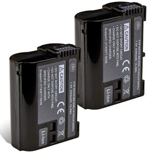 bm premium 2 pack of en-el15b batteries for nikon z6, z7, d780, d850, d7500, 1 v1, d500, d600, d610, d750, d800, d800e, d810, d810a, d7000, d7100, d7200 digital cameras