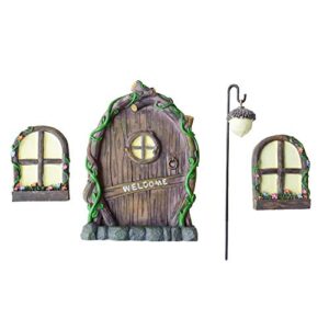 yao fairy door with windows for tree.including fairy lantern. could shine at night. give you a fairy garden.fairy door for wall.fairy door for garden.garden fairy door,fairy garden doors for trees.