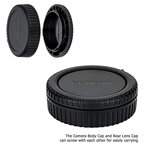 2 Pack RF Mount Body Cap Cover & Rear Lens Cap for Canon EOS R8 R50 R R3 R5 R6 Mark II R6 R7 R10 RP Mirrorless Camera and RF Mount Lenses,with 2 Extra Hot Shoe Covers to Protector The Camera Hot Shoe