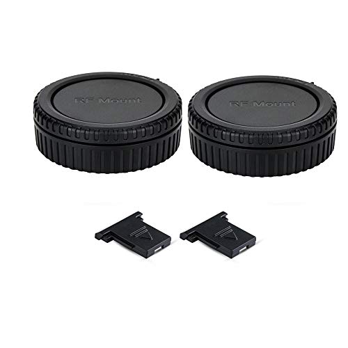 2 Pack RF Mount Body Cap Cover & Rear Lens Cap for Canon EOS R8 R50 R R3 R5 R6 Mark II R6 R7 R10 RP Mirrorless Camera and RF Mount Lenses,with 2 Extra Hot Shoe Covers to Protector The Camera Hot Shoe