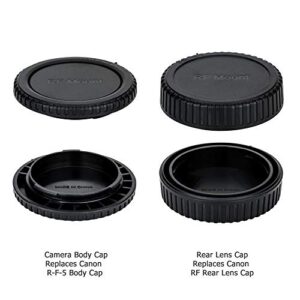 2 Pack RF Mount Body Cap Cover & Rear Lens Cap for Canon EOS R8 R50 R R3 R5 R6 Mark II R6 R7 R10 RP Mirrorless Camera and RF Mount Lenses,with 2 Extra Hot Shoe Covers to Protector The Camera Hot Shoe