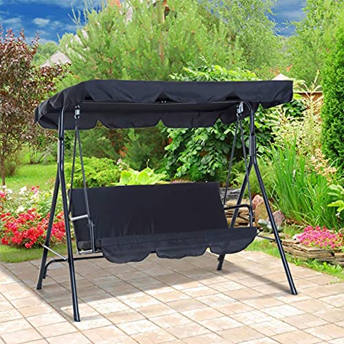 JHGF Patio Swing Canopy Waterproof Top Cover Set, Replacement for 2/3-Seater-Glider Outdoor Sunproof Patio/Lawn/Garden All Weather Protection Porch Swings Dark Green Two-person seat, 142*120*18cm