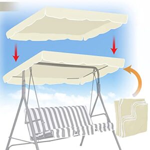 JHGF Patio Swing Canopy Waterproof Top Cover Set, Replacement for 2/3-Seater-Glider Outdoor Sunproof Patio/Lawn/Garden All Weather Protection Porch Swings Dark Green Two-person seat, 142*120*18cm