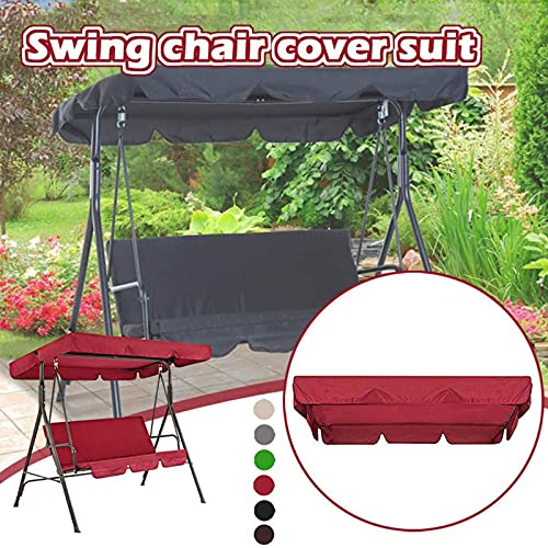 JHGF Patio Swing Canopy Waterproof Top Cover Set, Replacement for 2/3-Seater-Glider Outdoor Sunproof Patio/Lawn/Garden All Weather Protection Porch Swings Dark Green Two-person seat, 142*120*18cm