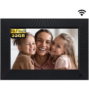 nexfoto 32gb digital photo frame 10.1 inch, wifi digital picture frame with hd display, ips touch screen, easy to share photos video via app, auto-rotate, wall-mountable, gift for grandparents