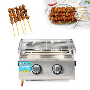 stainless steel burner gas bbq for outside garden grill bbq with fat catcher, tabletop gas grill stainless steel two-burner bbq with updated knobs, perfect for camping, picnics or any outdoor,silver
