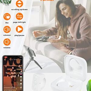 TikTok Remote Control Kindle App Page Turner, Bluetooth Camera Video Recording Remote, TIK Tok Scrolling Ring for iPhone, iPad, iOS, Android - White