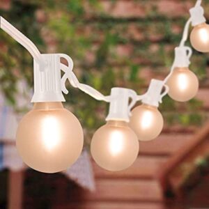 outdoor led string lights, 50ft g40 outdoor patio lights with 52 frosted white led globe bulbs, hanging backyard lights waterproof for indoor outside garden bistro pergola tents decorations, white