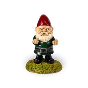 kwirkworks funny garden gnome – flipping the double bird middle finger lawn statue figurine – funny gift