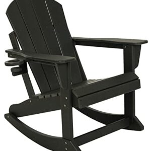 Adirondack Rocking Chair Outdoor Patio Rocker Adirondack Chairs HDPE Plastic Weather Resistant Lawn Chair for Porch Balcony Garden Beach Backyard Black