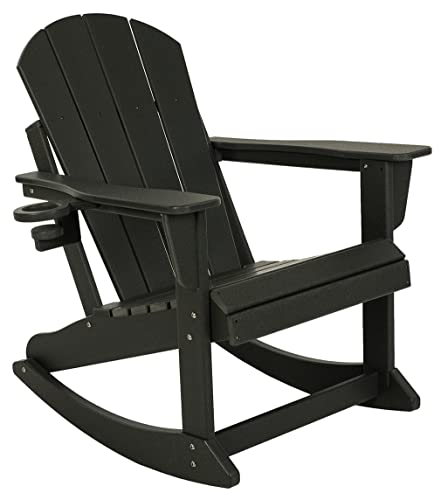 Adirondack Rocking Chair Outdoor Patio Rocker Adirondack Chairs HDPE Plastic Weather Resistant Lawn Chair for Porch Balcony Garden Beach Backyard Black