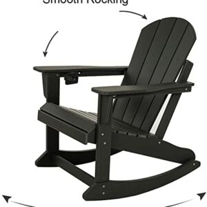 Adirondack Rocking Chair Outdoor Patio Rocker Adirondack Chairs HDPE Plastic Weather Resistant Lawn Chair for Porch Balcony Garden Beach Backyard Black